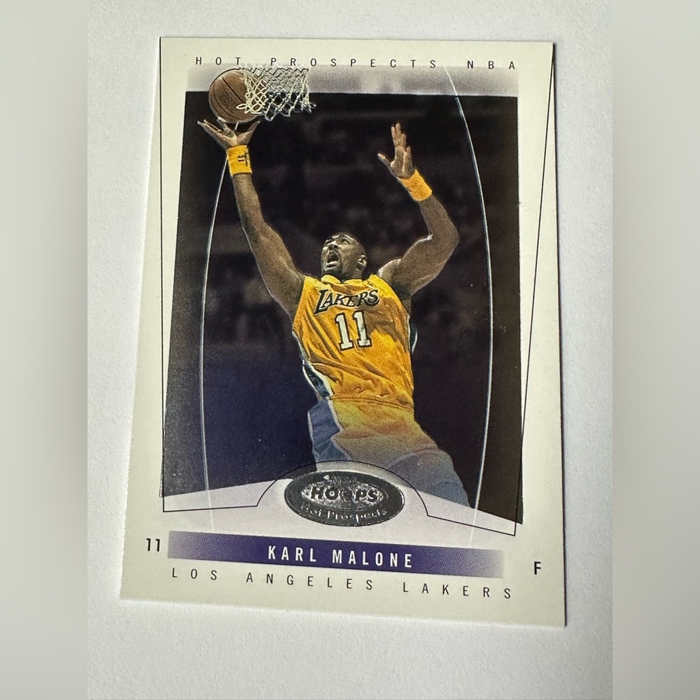Los Angeles Lakers Yellow Basketball Trading Card - Karl Malone